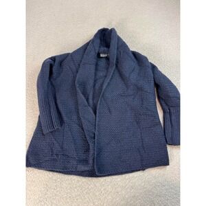 Irelands eye Womens Wool Shawl Collar Navy‎ Blue Knit Open Cardigan Sweater XS
